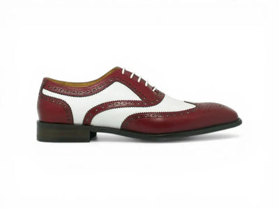Carrucci Shoes Wingtip Oxford Leather Hand Burnished Two Tone KS509 25T top view