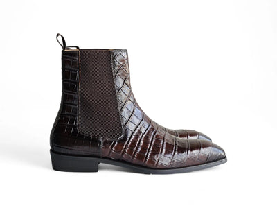 Carrucci Shoes Crocodile Embossed Chelsea Boot Full Grain Calfskin Leather KB503X 601E view 9
