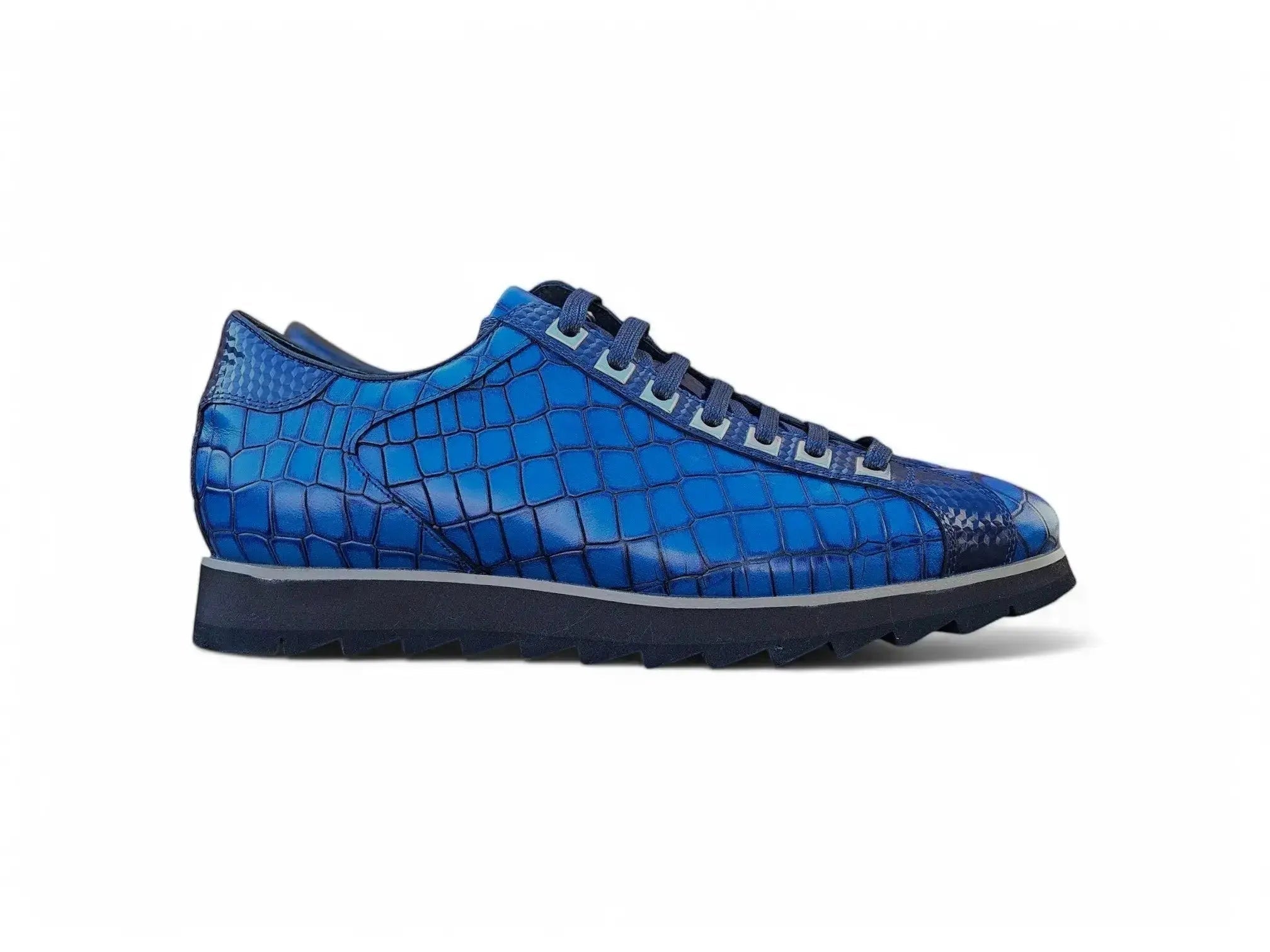 Carrucci Shoes Men's Premium Crocodile Embossed Sneaker Leather KS626 02