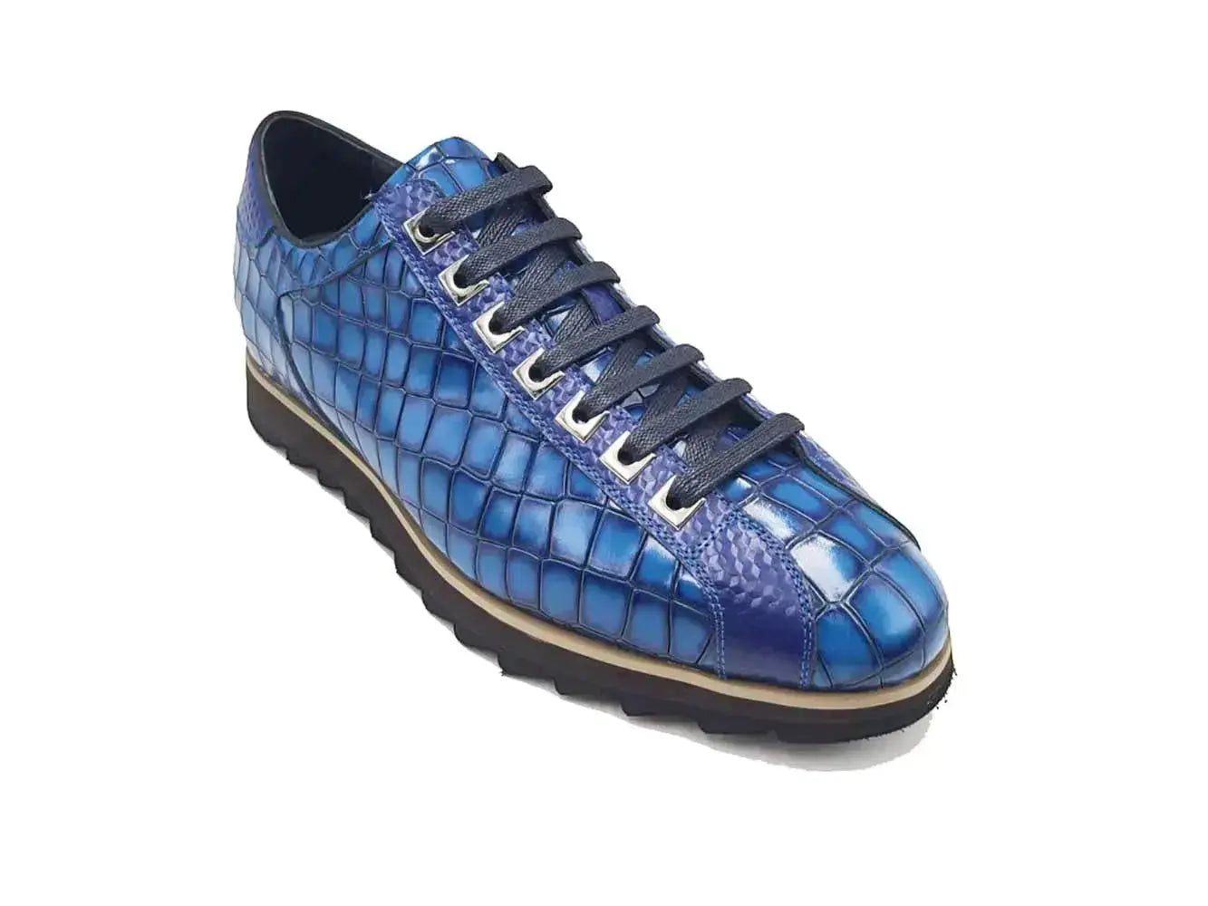 Carrucci Shoes Premium Crocodile Embossed Sneaker Leather KS626 02 back view