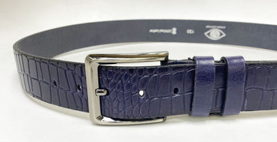 C&E Fashions  Maurice Crocodile Leather Belt - Navy