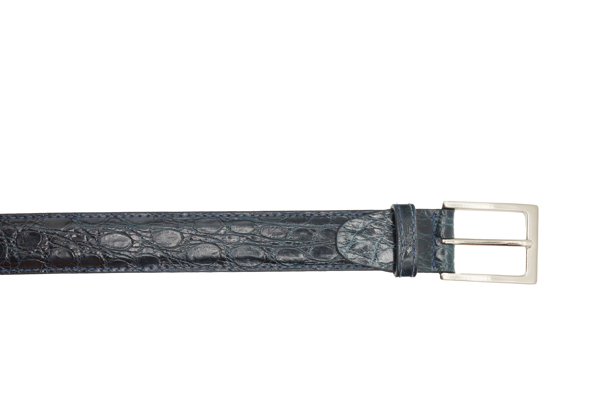 Zelli Italia Men's 71-155-NVY Crocodile Belt, Navy