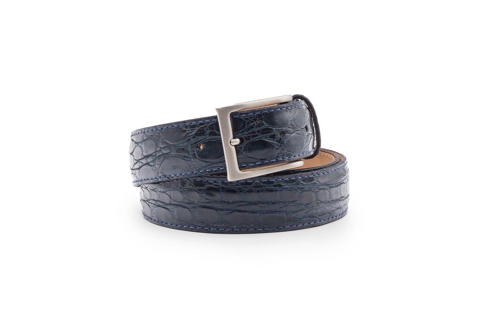 Zelli Italia Men's 71-155-NVY Crocodile Belt, Navy