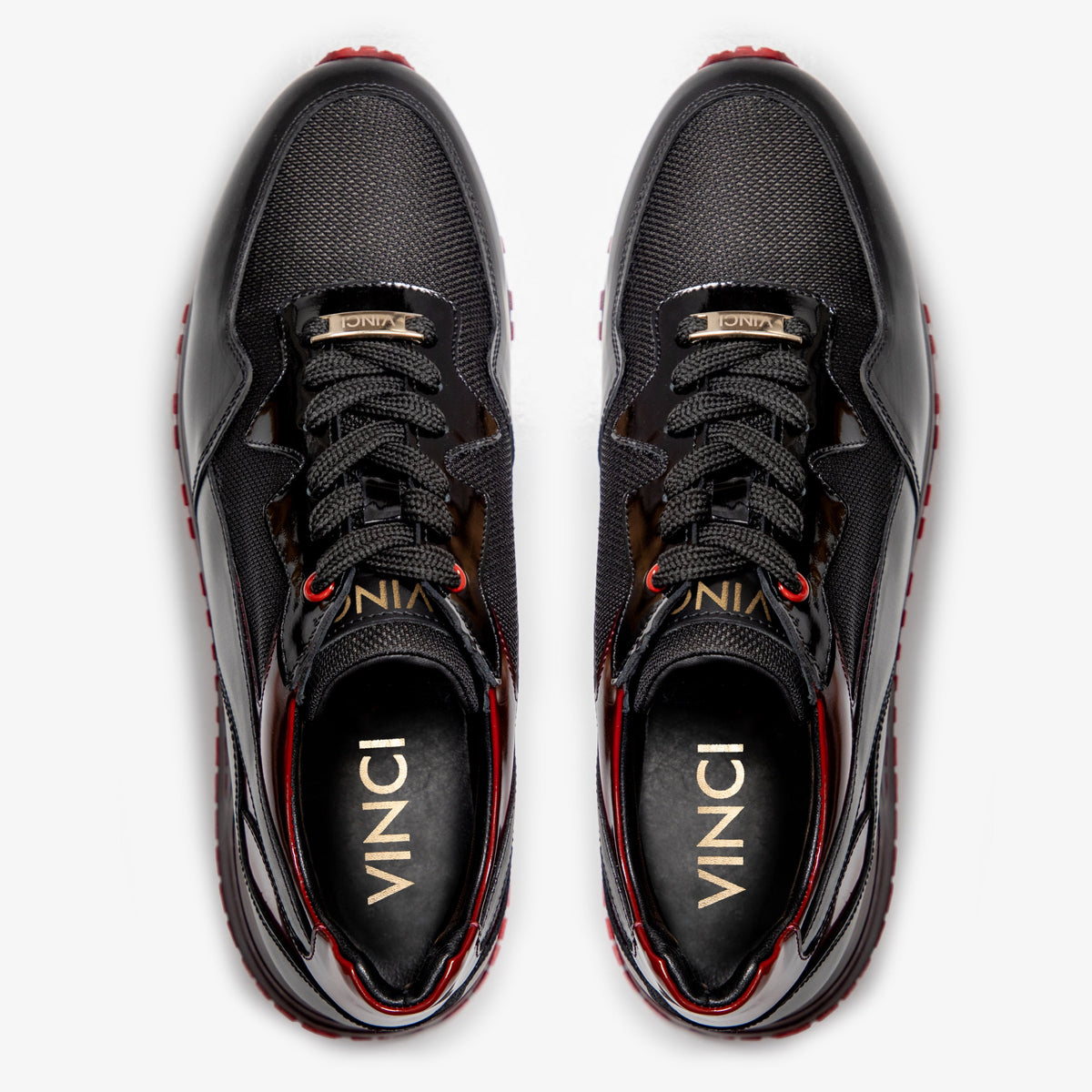 Vinci Leather The Rialto Black & Red Patent Leather Men Sneaker – product view 5