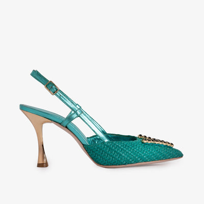 Vinci Leather The Luna Turquoise Leather Slingback Women Sandal – product view 1