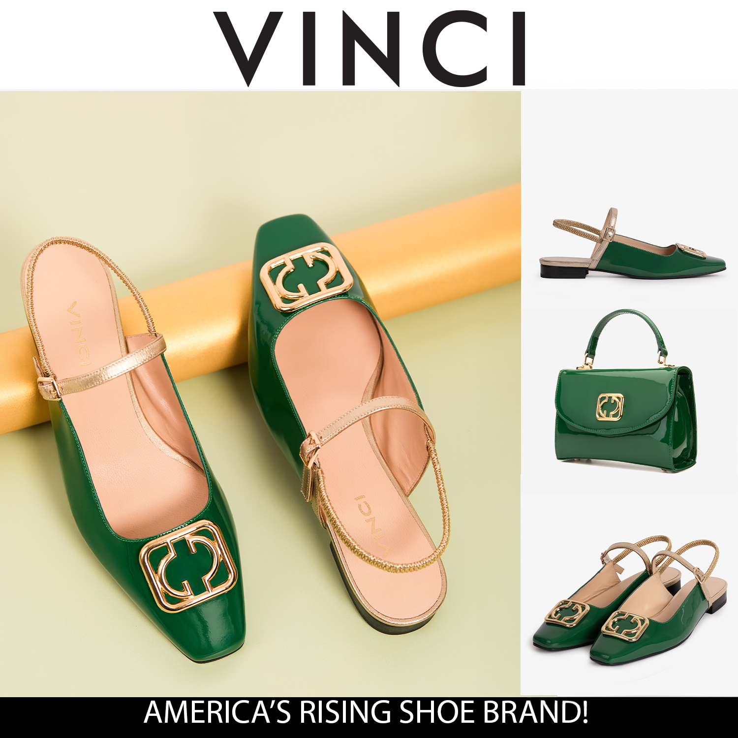 The Rosalinda Green Patent Leather Women Flat Slingback Sandal