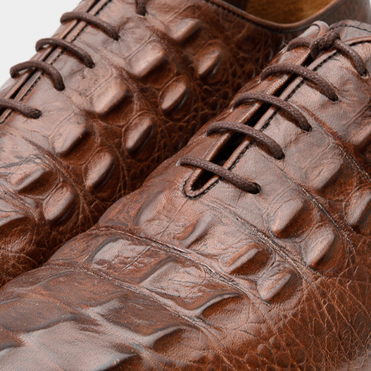The Randor Brown Croc-Embossed Calf Leather Oxford Men Shoe