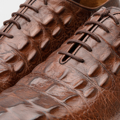 The Randor Brown Croc-Embossed Calf Leather Oxford Men Shoe