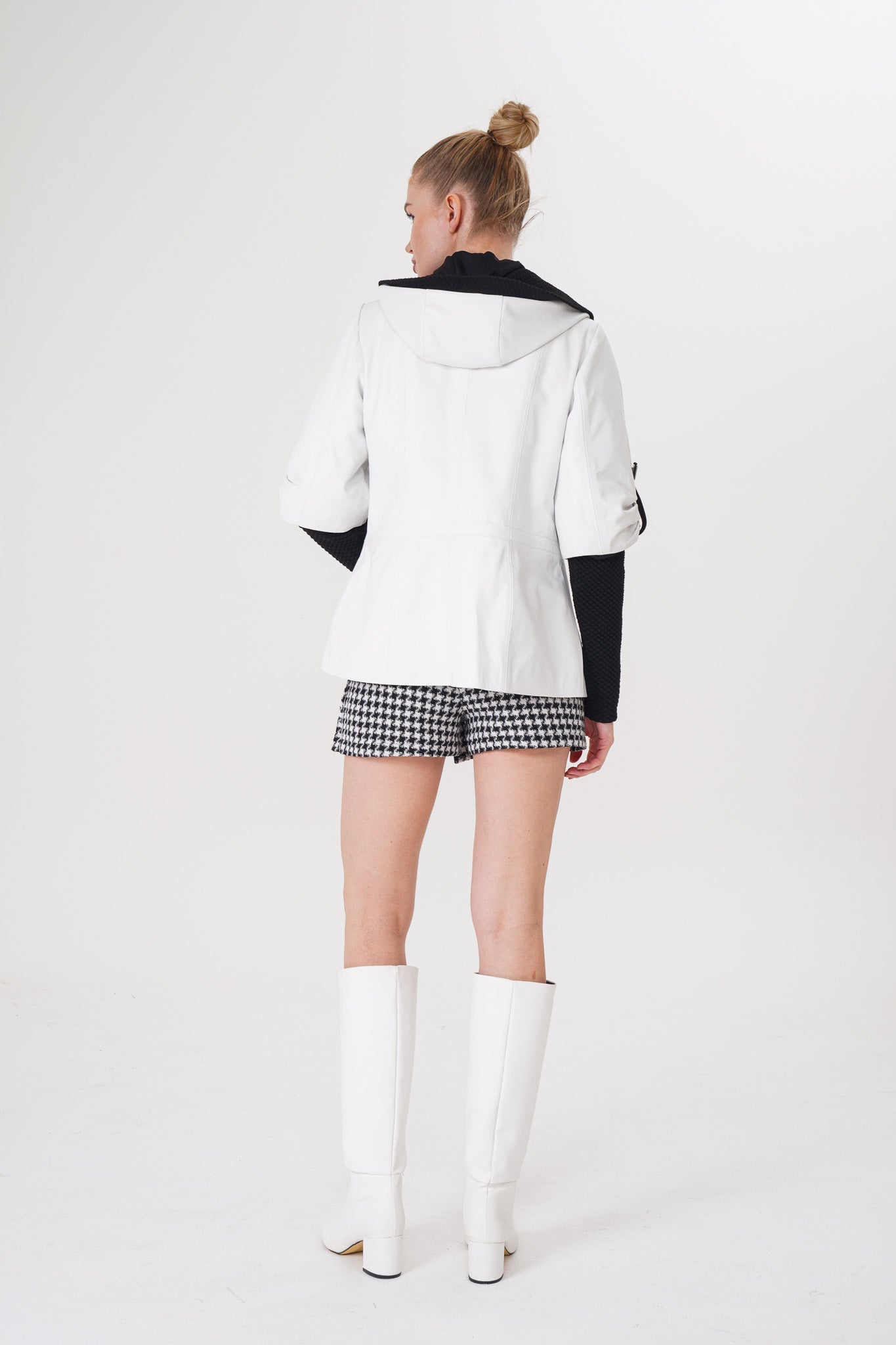 The Hudson White Leather Women Jacket