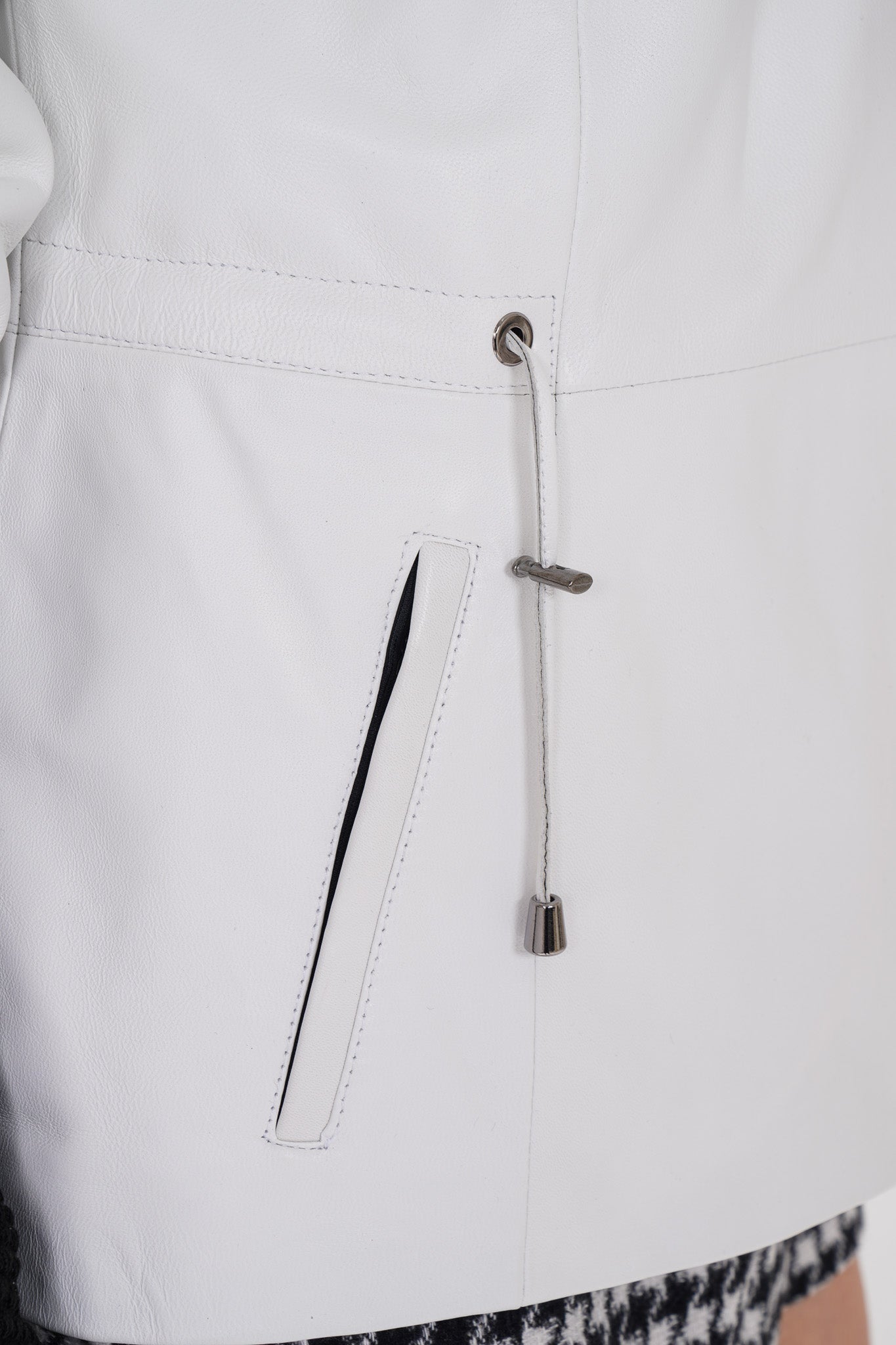 The Hudson White Leather Women Jacket