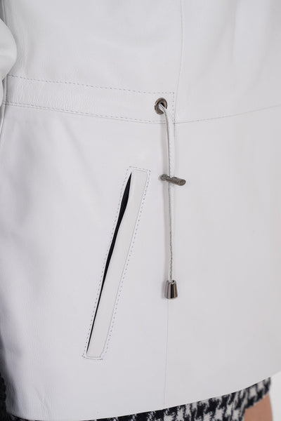 The Hudson White Leather Women Jacket