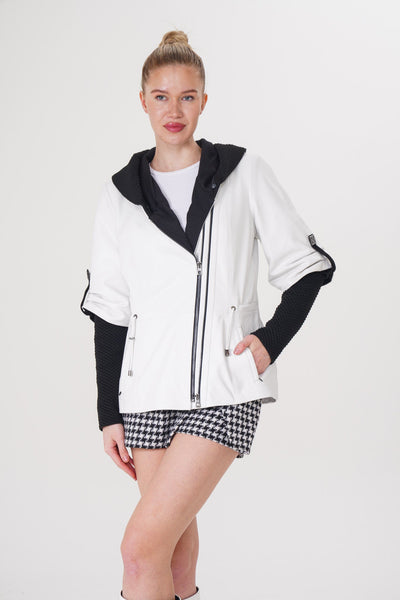 The Hudson White Leather Women Jacket