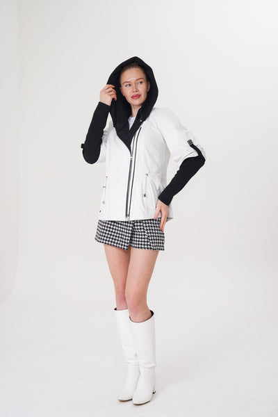 The Hudson White Leather Women Jacket