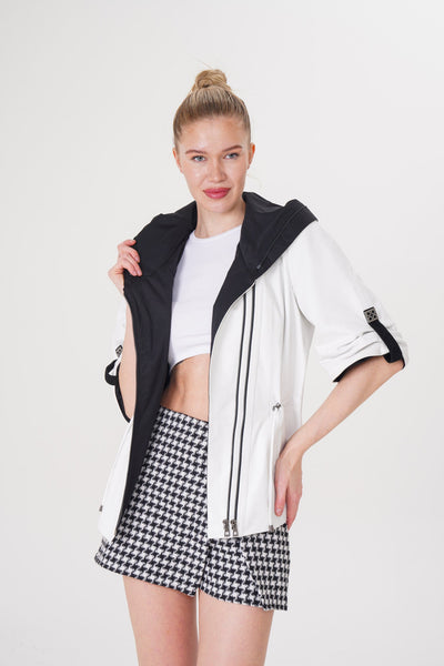 The Hudson White Leather Women Jacket