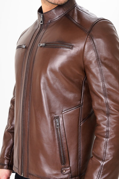 The Falcon Brown Smooth Leather Jacket