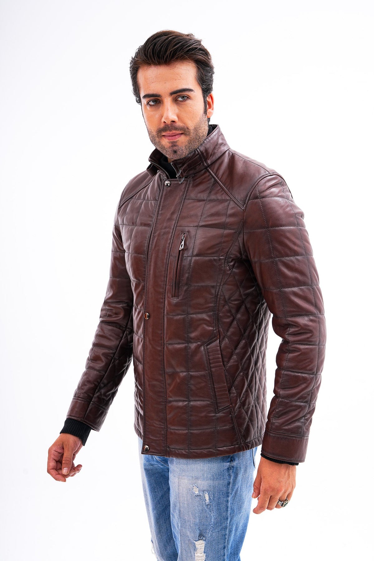 Vinci Leather The Modena Quilted Leather Men Jacket – product view 6