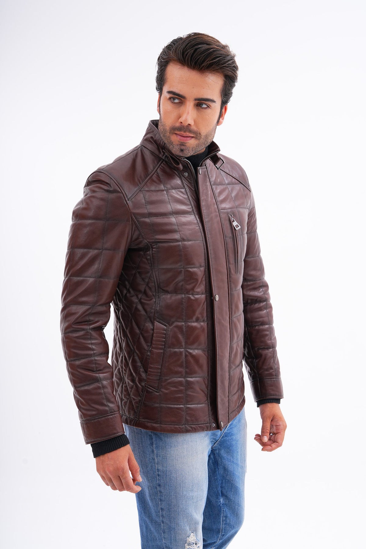 Vinci Leather The Modena Quilted Leather Men Jacket – product view 8