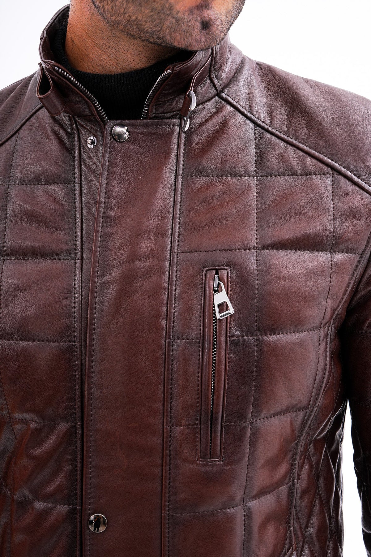 Vinci Leather The Modena Quilted Leather Men Jacket – product view 3