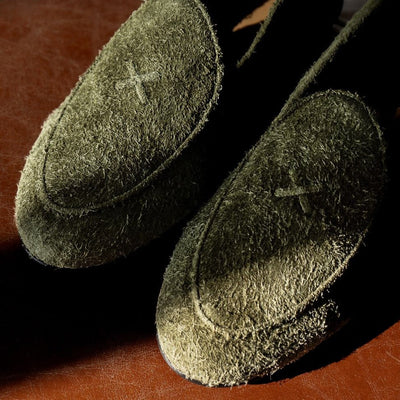 Del Toro Shoes Men's Olive Textured Suede Milano Loafer