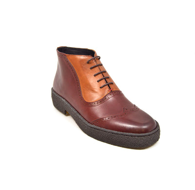 British Walkers Playboy Wingtip 1 Men's Two Tone Oxblood and Tan Leather Shoes view 1