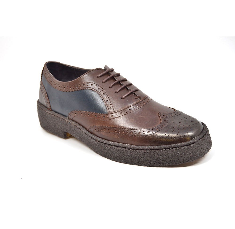 British Walkers Playboy Wingtip Men's Low Cut Navy and Brown Leather Shoes view 1