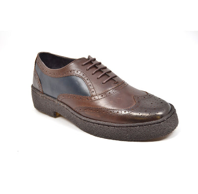British Walkers Playboy Wingtip Men's Low Cut Navy and Brown Leather Shoes view 1