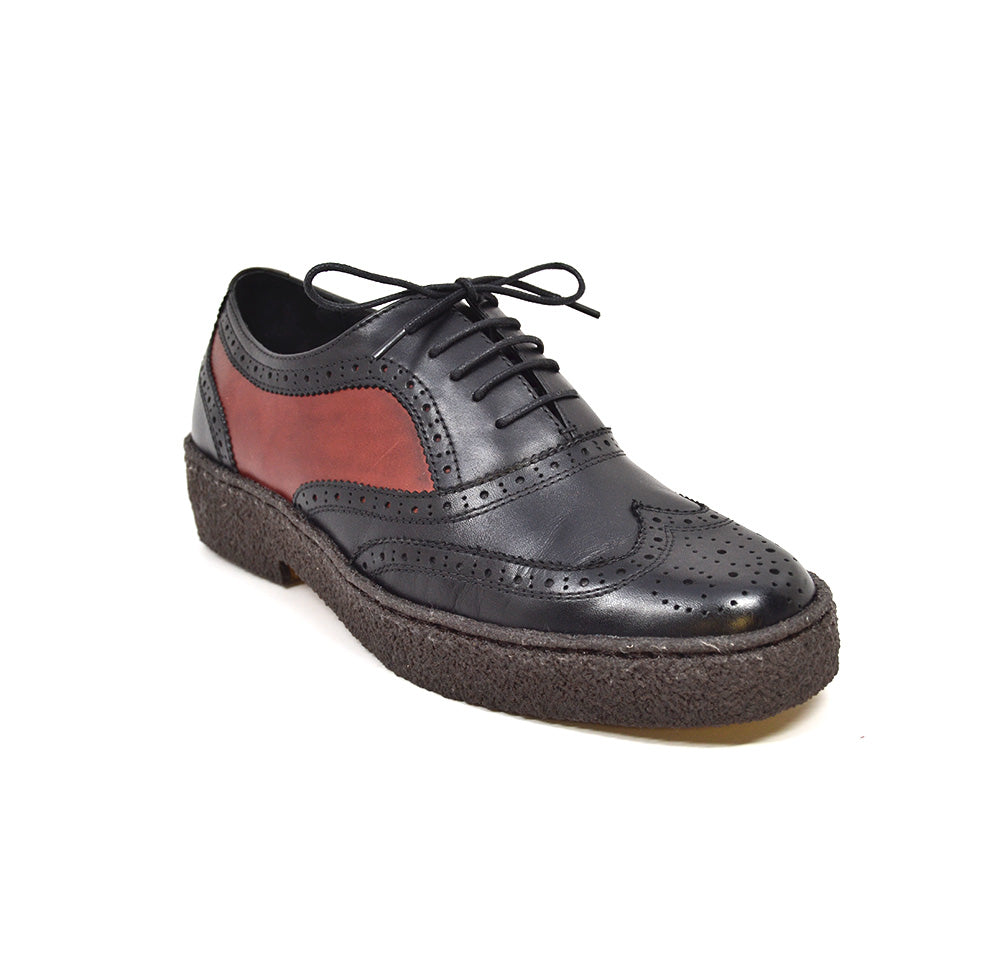 British Walkers Playboy Wingtip Men's Low Cut Rust and Black Leather Shoes view 1