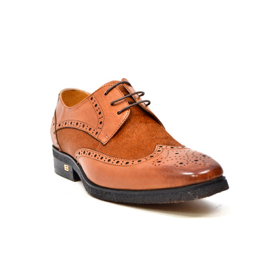 British Walkers Charles Men's Cognac Leather and Pony Skin Oxford Dress Shoes view 2