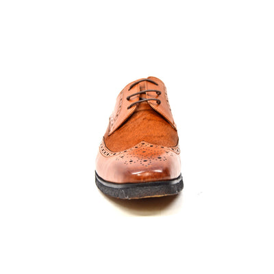British Walkers Charles Men's Cognac Leather and Pony Skin Oxford Dress Shoes view 3