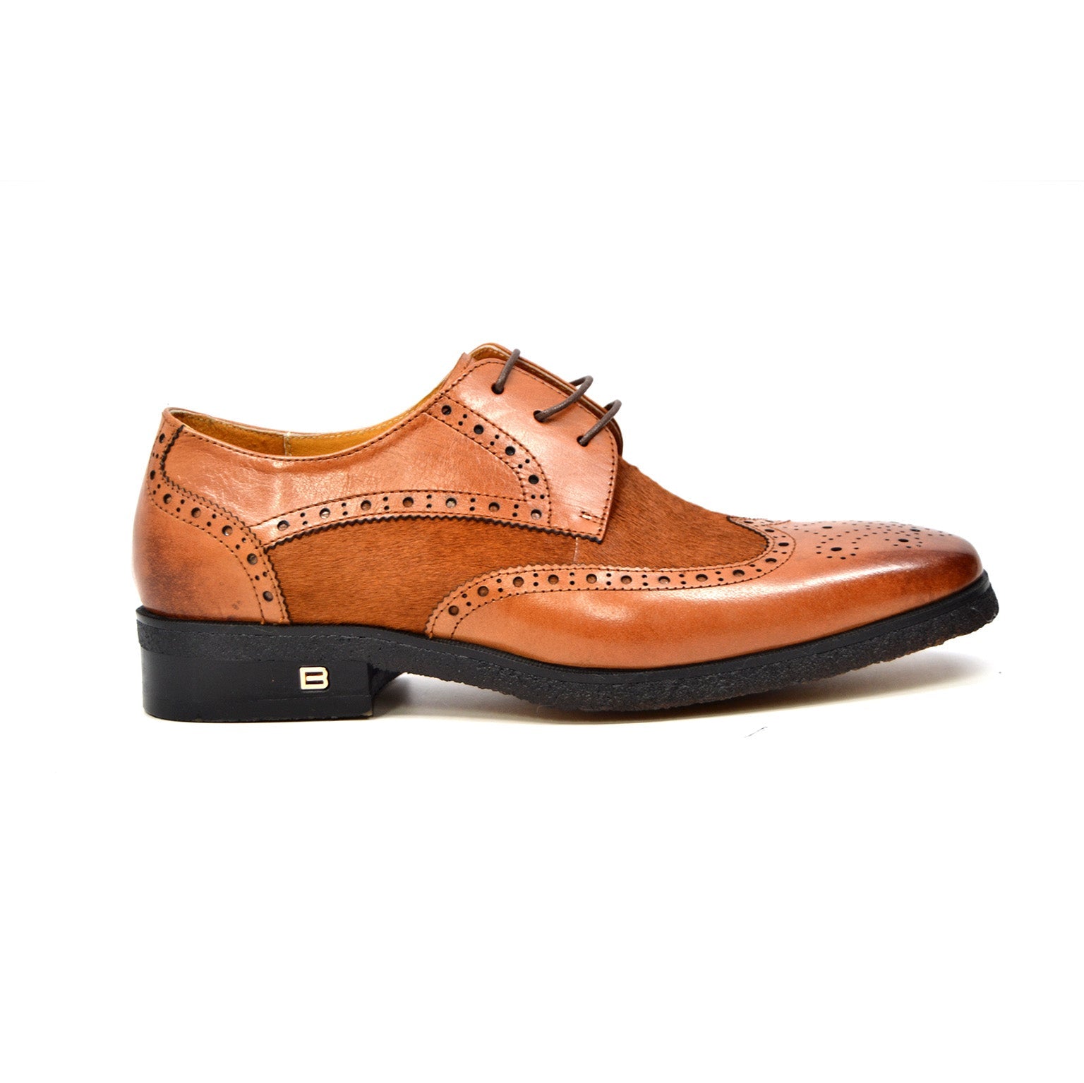 British Walkers Charles Men's Cognac Leather and Pony Skin Oxford Dress Shoes view 4