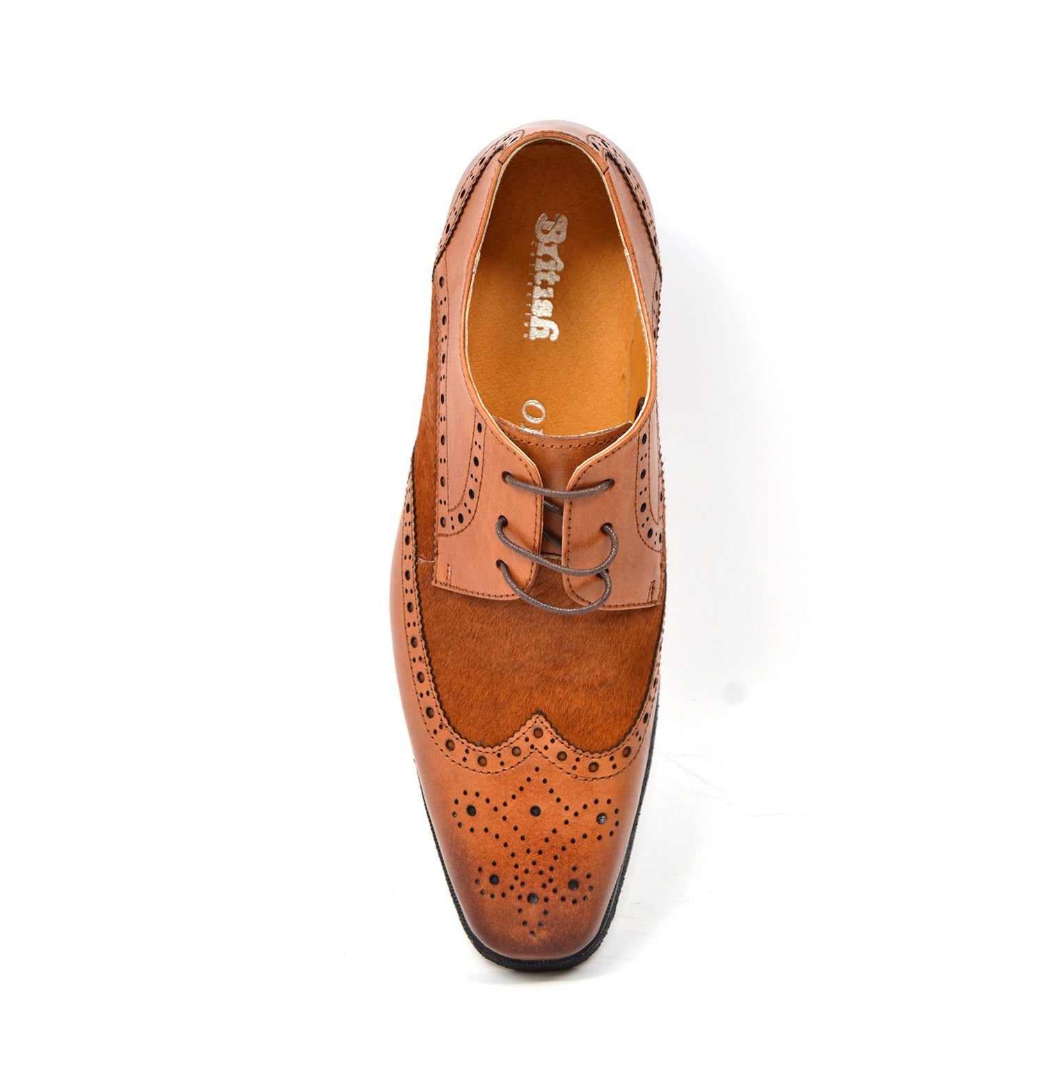 British Walkers Charles Men's Cognac Leather and Pony Skin Oxford Dress Shoes view 8