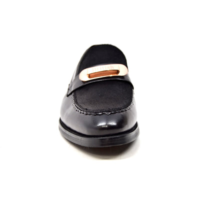 British Walkers Boss Men's Black Leather and Pony Skin Slip On Dress Shoes view 3