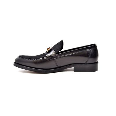 British Walkers Boss Men's Black Leather and Pony Skin Slip On Dress Shoes view 5
