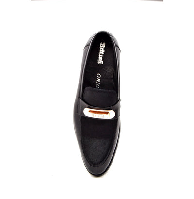 British Walkers Boss Men's Black Leather and Pony Skin Slip On Dress Shoes view 6
