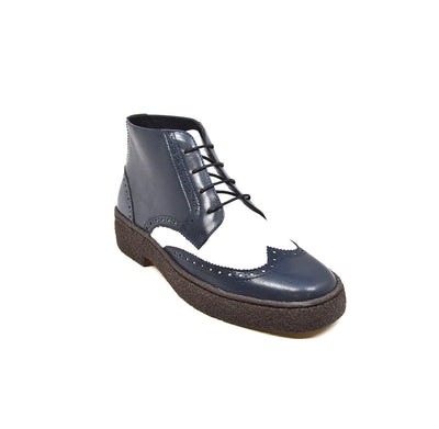 British Walkers Playboy Wingtip Men's Two Tone Navy and White Leather Shoes view 1
