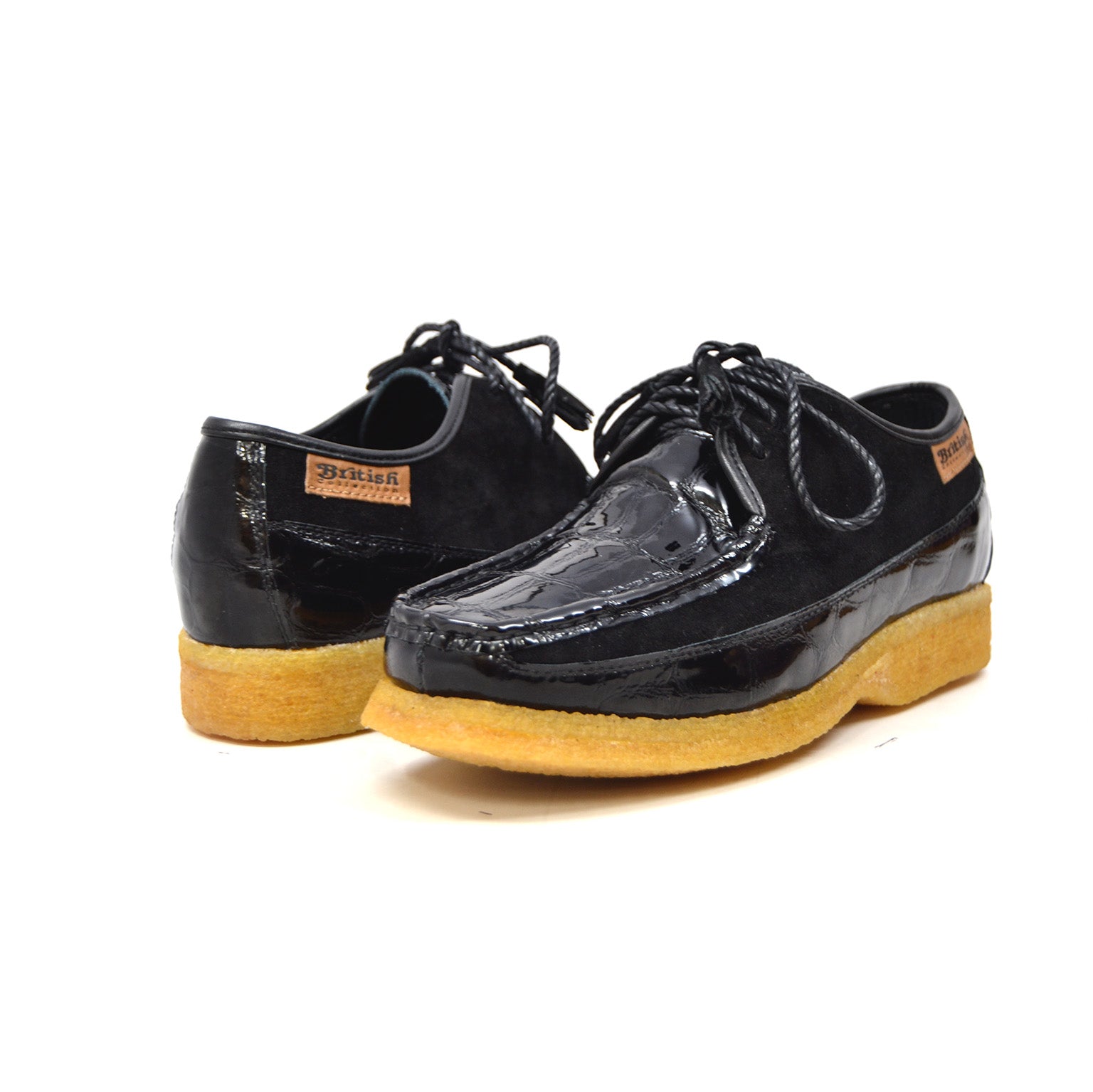 British Walkers Crown Men's Black Suede and Croc Leather Lace Up Shoes view 1