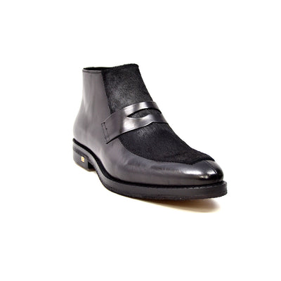 British Walkers Shick Men's Black Leather and Pony Skin High Top Shoes view 4