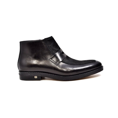 British Walkers Shick Men's Black Leather and Pony Skin High Top Shoes view 7