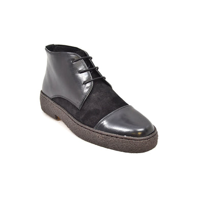 British Walkers Playboy Men's Cap Toe Black Leather and Suede Shoes view 1