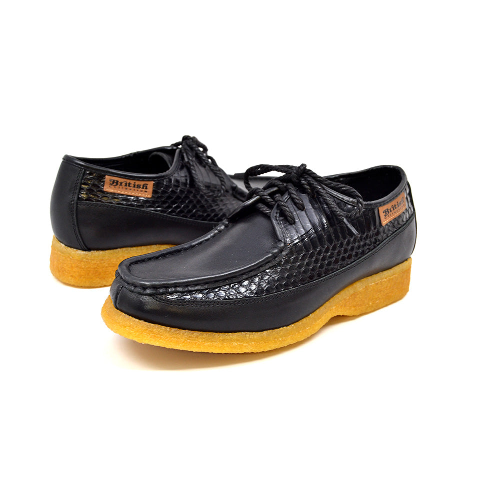 British Walkers Crown 2 Men's Limited Edition Black Snake Skin and Leather Lace Up Shoes view 1