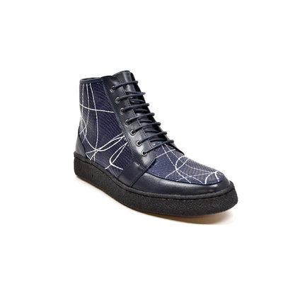 British Walkers Extreme Men's Navy Leather High Top Shoes with Linear Design view 1