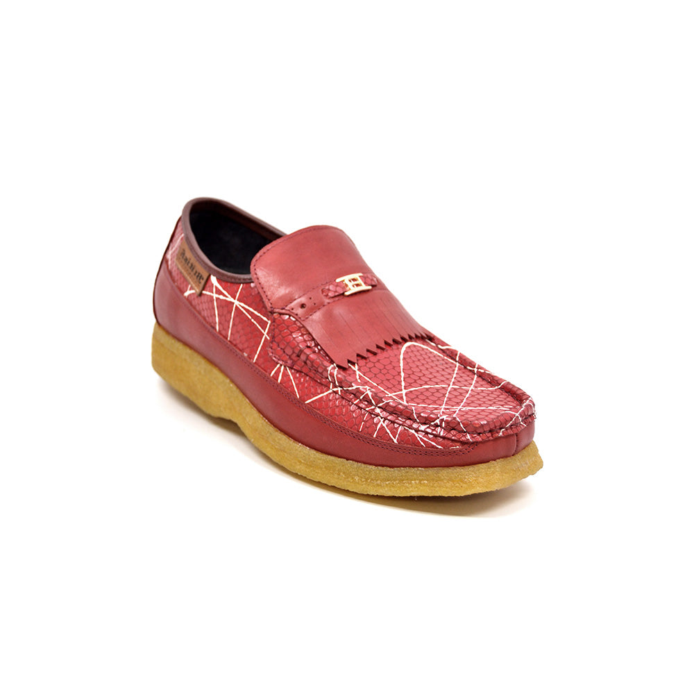 British Walkers Apollo Men's Red Snake Skin and Leather Slip On Shoes view 1