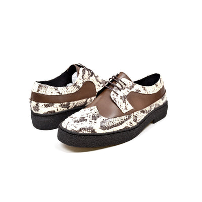 British Walkers Playboy Wingtip Men's Low Cut Brown Leather and Snake Skin Shoes view 1