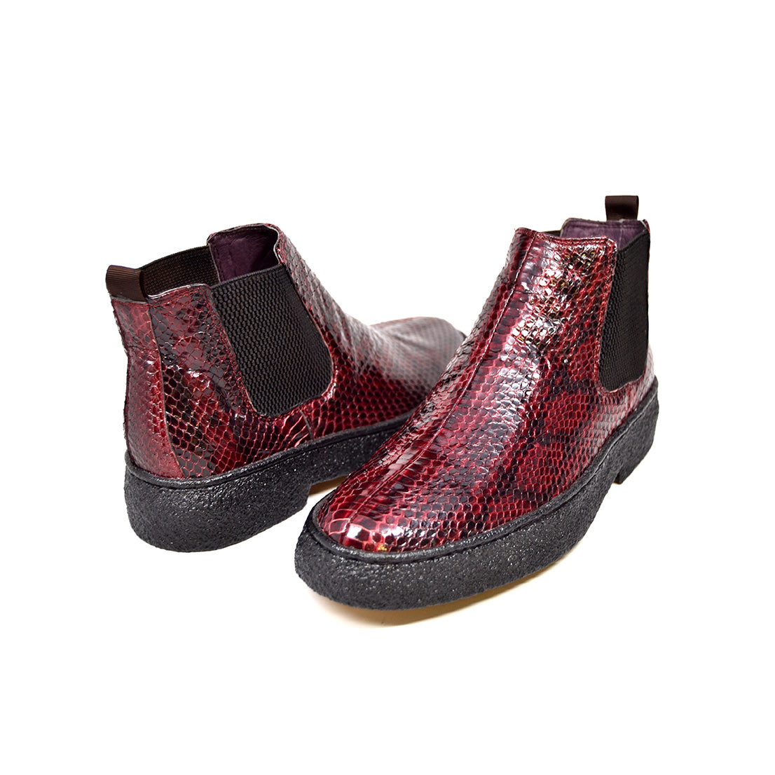 British Walkers Soho Men's Limited Edition Burgundy Snake Skin Slip On Shoes view 1