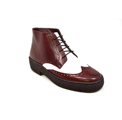 British Walkers Playboy Wingtip Men's Two Tone Burgundy and White Leather Shoes view 1