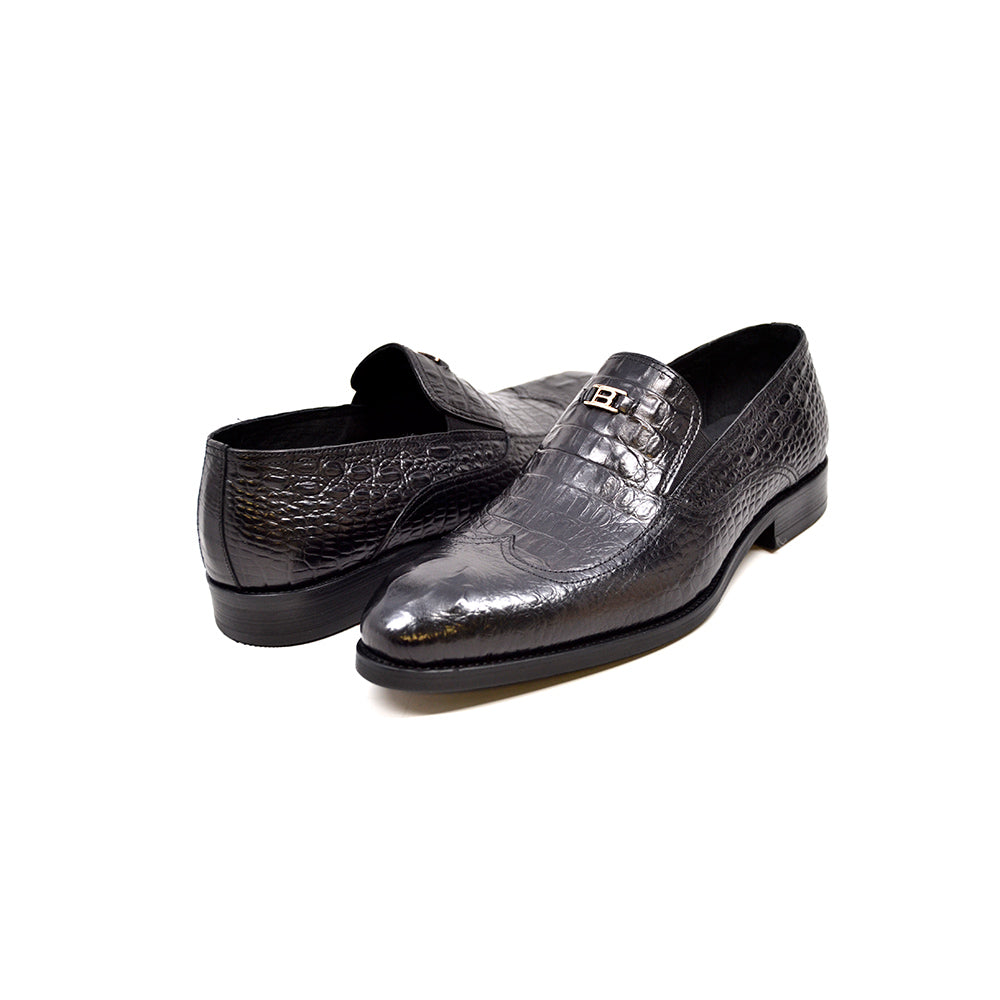 British Walkers Shiraz Men's Black Croc Leather Dress Shoes view 1
