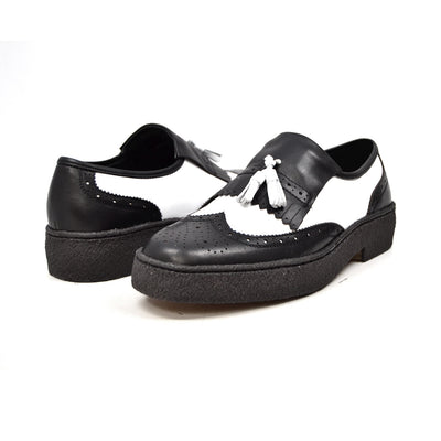 British Walkers Detroit Men's Black and White Wingtip Tassel Slip On Shoes view 1