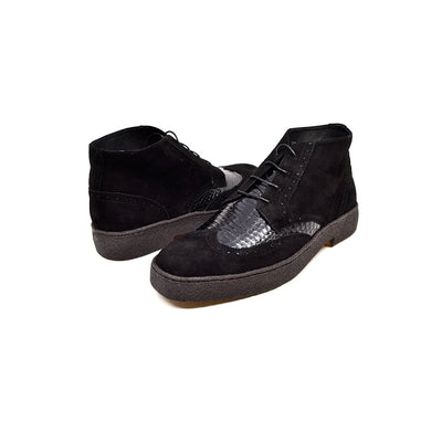British Walkers Playboy Wingtip Men's Limited Edition Black Snake Skin and Suede Shoes view 1