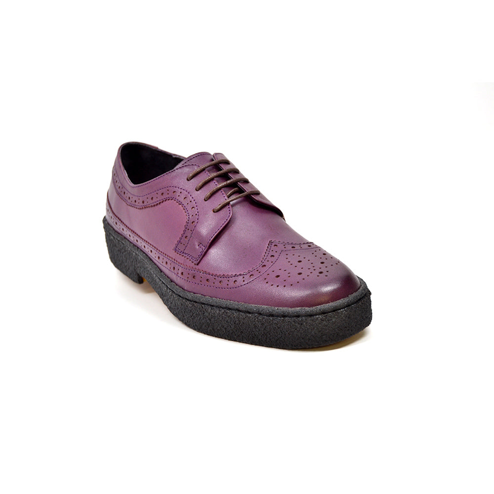 British Walkers Playboy Wingtip Men's Low Cut Aubergine Leather Shoes view 1