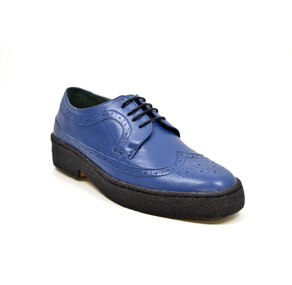 British Walkers Playboy Wingtip Men's Low Cut Cobalt Blue Leather Shoes view 1